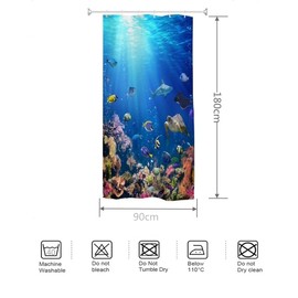 goodbath Narrow Shower Curtain 90cm Wide,Ocean Underwater World Tropical Anti Mould Waterproof Fabric Bath Curtains for Bathroom Bathtub, 90 x 180 cm,Bright Blue