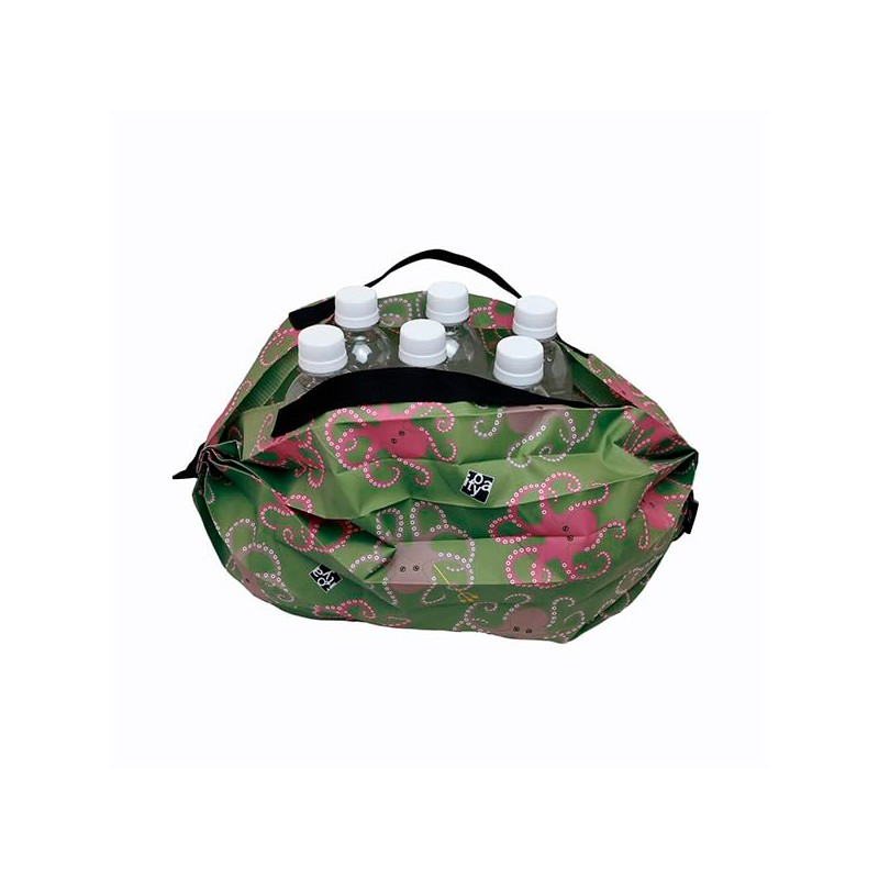 Shupatto Itoya Compact Bag S, green, pink
