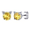November Birthstone Cubic Zirconia Crystal Sterling Silver Cute Cat Stud