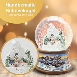 Snow Globe Christmas Music Box | Mountain Village Winter Mountains | Base Winter Landscape | Height: 14 cm Width 10 cm | 20286 (Bergdorf Brown Base)