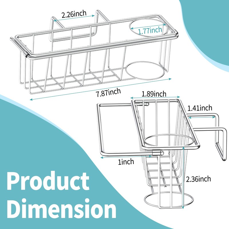 MINGOR-Style Sponge Holder for Kitchen Sink, Movable Hanging Sink Caddy