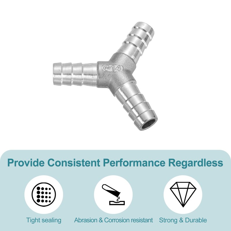 sourcing map 9/16" Y Shape Hose Barb Pipe Fitting, 304
