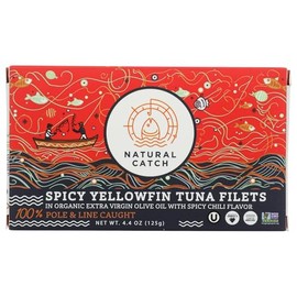 Natural Catch, Filets Tuna Yellowfin Spicy In Evoo, 4.4 Ounce