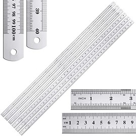 6 reglas grandes de acero inoxidable para patio, de metal, 1 metro, 40 pulgadas, 100 cm, 24 pulgadas, 60 cm, borde recto (40 pulgadas)