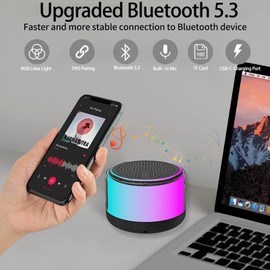 HDAKDDHG Portable Bluetooth Speaker, Wireless Speaker with RGB LED Light, TWS Dual Pairing, HD Sound, TF Card Play Support, Mini for Travel, Outdoor, Party, Beach, Camping, Biking