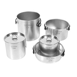 Aomiun 5 PCS Stainless Steel Camping Cookware Set, Camping Pot Pan Cup with Foldable Handles for Backpacking Camping Hiking