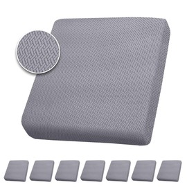 SUKAIKEQA 8Pcs Stretch Patio Cushion Cover Outdoor Cushion Cover Replacement Slipcovers Outdoor Cushion Covers Thick Jacquard Textured Twill Fabric Porch Patio Furniture Protector(Grey，Cover，Only)