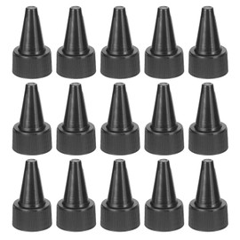 PATIKIL 28/410 Twist Bottle Caps, 15Pcs Plastic Ribbed Edge Squeeze Bottle Replacement Caps with Foam Gasket for Paint Lids Glue Dispensing Bottles, Black