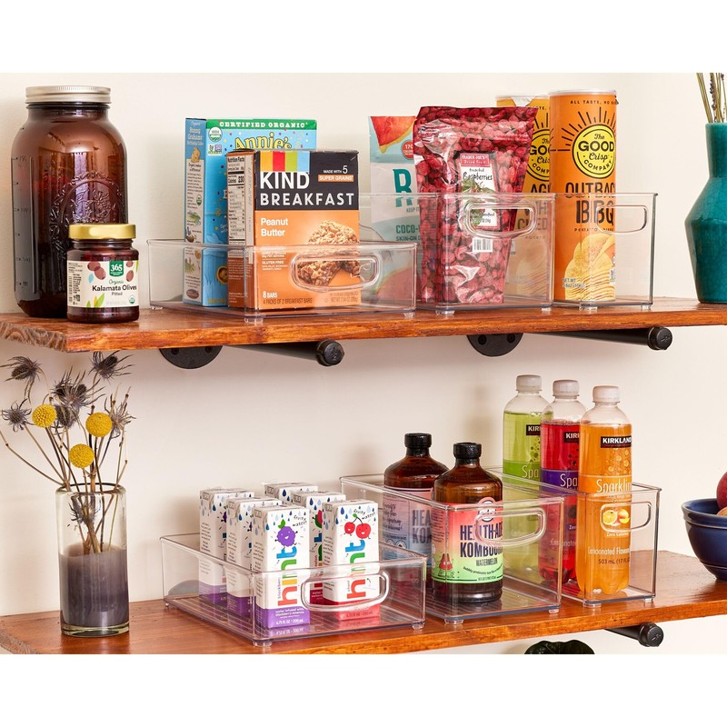 iDesign Stackable Pantry Bins with Handles for Cabinets or Fridge,