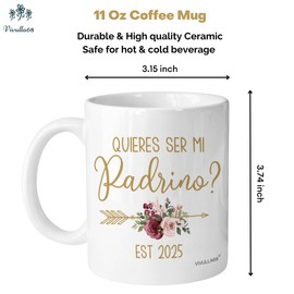 Vivulla68 Quieres Ser Mis Padrinos De Bautizo, Bautizo Recuerdos Juego De 2 Tazas 2025, Recuerdos De Bautizo Para Niño, Niña, God parents Presents Proposal, Quieren Ser Mis Padrinos De Bautizo