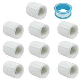 Zorfeter 12 Pcs 1/2 Inch Female to Female Threaded PVC Pipe Fittings, Double Female Thread Coupling Pipe Connectors Adapter for Pipes Extension Drip Irrigation System Sprinkler DIY