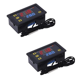 W3230 - Módulo driver de temperatura LED digital, interruptor termostato digital con sonda impermeable, programable, calefacción, enfriamiento, termostato electrónico, rango de -50 °C a 120 °C (110 V 10 A) (2 piezas)
