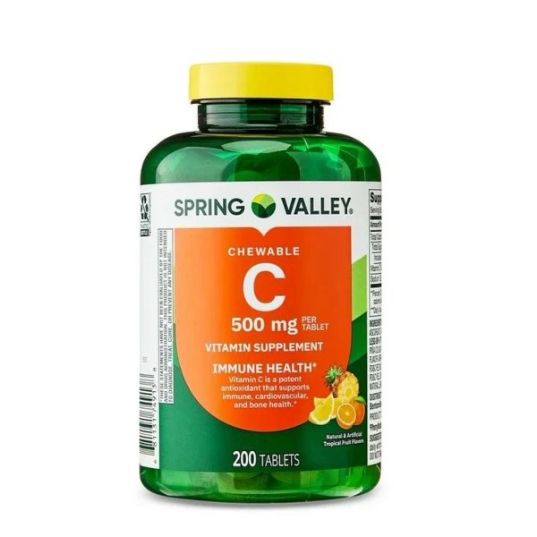 Unbranded Vitamin C Chewable Tablets Dietary Supplement Tropical Fruit 500