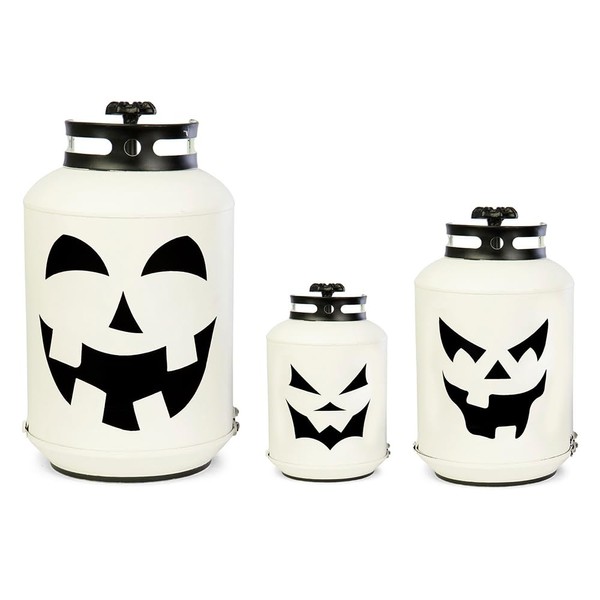 White Pumpkin Lantern (Set of 3) , Fall, Metal Jack