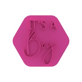 LissieLou It's a Boy Cookie Stamp Baby Shower or Gender Reveal Party Icing Fondant Embosser - Light Pink
