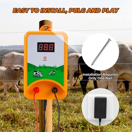 CURECURE Electric Fence Charger, 3Joules/12KV, Easy Installation, 6 Miles Rang, 3 Power Options, LED Display Monitors Electric Fence, Use for Livestock, Pet, Farm, Garden