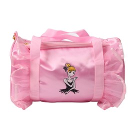 Dance Bag for Girls Lace Sleepover Duffel Bag Kids Travel Storage Bag with Shoulder Strap for Ballet Latin Class Pink