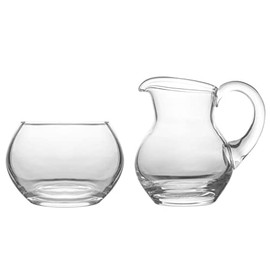 Glass - Sugar and Creamer - Set - Coffee Serving Set - Cream Pitcher and Sugar Bowl Set - 6 Oz. Capacity - Classic Clear - Made in Europe - by Barski