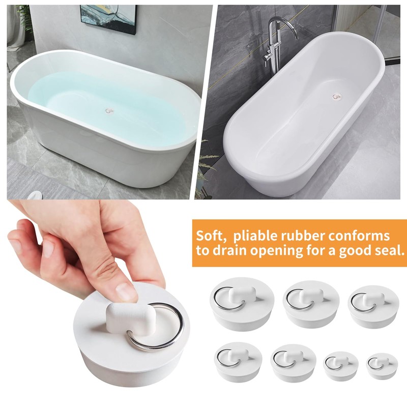 Rubber Bath Plugs, 5 PCS Drain Stopper Sink for Bathtub