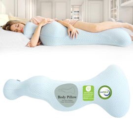 HONEHO Small Mermaid Body Pillows, Cooling One Piece Body Pillows for Adults, Long Pillow for Bed, Full Memory Foam Body Pillow, Big Hugging Pillows, Soft Firm Body Pillow for Side Sleeper/Pregnancy