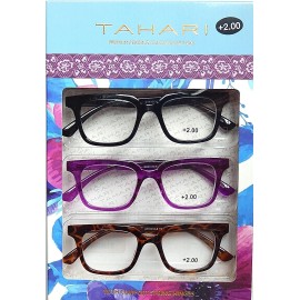 TAHARI PREMIUM 3-PACK READING GLASSES READERS MULTI COLOR +1.50 +2.00 +2.50 NEW  - +2.50 strength