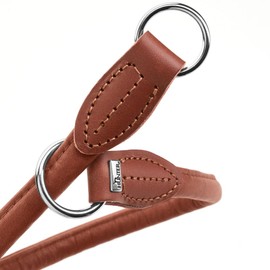 HUNTER Round & Soft Canadian UP Dressage Collar, Colour: Cognac, Soft, Supple Leather, Stitched Round-Stitted, Gentle on Fur, Sustainable, Made in Germany, Size: M