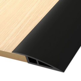 Floor Transition Strip Vinyl Door Threshold Flooring Transition Strip Self Adhesive Carpet Edging Strip for Laminate Doorway Edge Threshold from 3/5" to 4/5" (Black, 6.6 Ft)