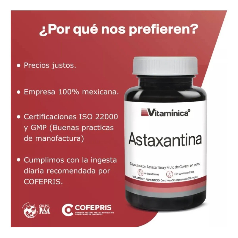 Astaxantina Vitamínica 30 Cápsulas