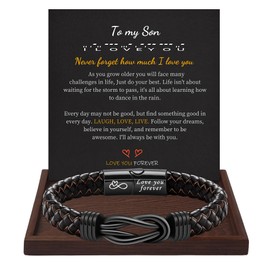 I Love You Gifts for Him Leather Bracelet for Men Knot Infinity Bracelets Valentines Day Gift for Husband Boyfriend Dad Son Grandson Anniversary Birthday Jewelry Graduation Gifts for Him 2024, 9