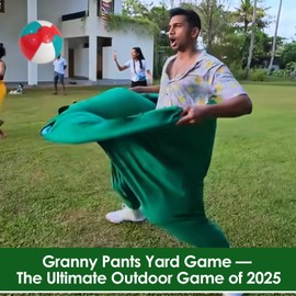 Granny Pants Yard Game, Super Giant Pants Outdoor Game with 2 Bouncy Balls and 1 Pants, Recreational Tossing Games for Family Reunion and Adult Party (Green)