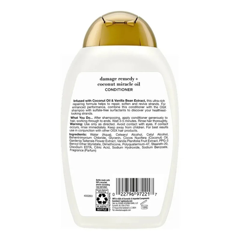 Acondicionador Ogx Coconut Miracle Oil Damage Remedy 385 Ml