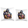 Gamer Gorilla Popcorn Gaming Chair Headphones Games Player Throw Pillow
