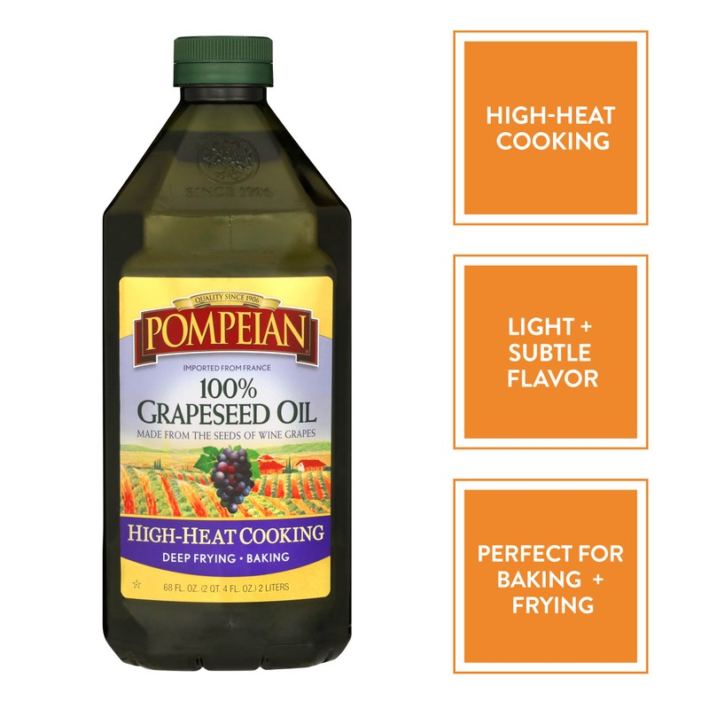 Pompeian 100% Grapeseed Oil, Light and Subtle Flavor, 68 Fl