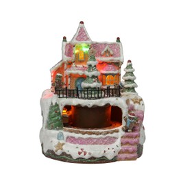 MOMENTS IN TIME 9”H Christmas Polyresin LED & Music Gingerbread Train Station with Animated Train Light up, Musical with Animated. Battery (not Included)