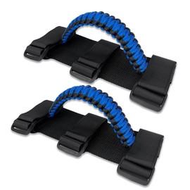 Roll Bar Grab Handles for ATV & UTV Roll Cage Grab Bar Handles Adjustable Soft Paracord Handles for 1.5"-2" Bars,2 Pack (Black&Blue)