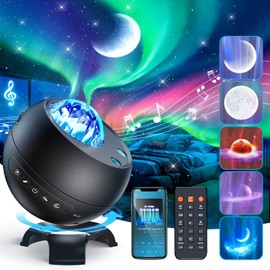 COOLNIGHT Starry Sky Projector, Galaxy, Aurora Light, Skylight Lux Ocean Lamp, Nightlight, Bluetooth, 180 Light Modes, 15 White Noise Options