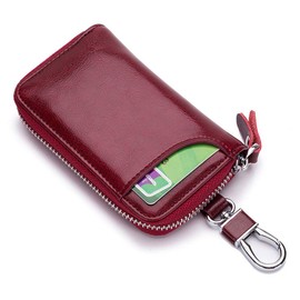 Leather Car Keychain Key Holder Key Wallet, Key Holder Wallet, Multi-Functional Zipper Key Case Wallet 6 Colors for Choice