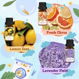 Laundry Fragrance Oils Set, SNOWSEN Clean Essential Oils for Diffuser, Soap, Candle Making, Fresh Citrus, Lavender Field,Peppermint Burst, Lemon Zest, Cotton Clean, Chamomile Bliss,Freshie Scented Oil