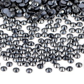 Bymitel Hotfix Crystal Rhinestones Round Gems Iron on DIY Jewelry Making Flat Back for Crafts,Jet Hematite, 3mm(SS12/2880pcs)