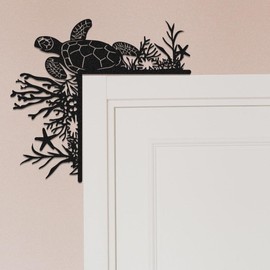 Turtle Door Frame Topper Decorate Metal Sign,Sea Turtles Double Sided Silhouette for Cabinet,Window,Shelf,Ocean Theme Corner Signs Home Décor Accent,Ornament Wall Hanging Decor for Bedroom Pool Party