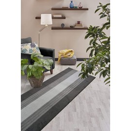 Custom Size Hallway Runner Rug, Slip Resistant, 26 Inch Wide X Your Choice of Length, Lines Anthracite, 26 Inch X 25 feet