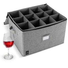 Unison Kitchen Stemware Storage Container - Fine China Storage Container - Wine Glass Storage - Stackable, Hard Top and Sides, Fully Padded Interior