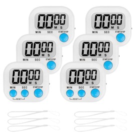 ZILLEEN Kitchen Timer Digital with Magnetic Back for Kids Classroom, White 6 Pack