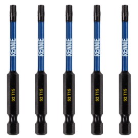 5 x Rennie Tools 75mm Long T15 TX15 Impact Screwdriver Driver Bits Set. Heavy Duty Magnetic Torx Screwdriver Bit Set. Black Oxide Coated Torx Impact Driver Bits. Torx Bit Set.