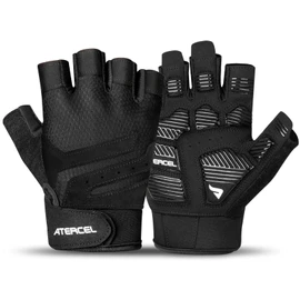 ATERCEL Training Gloves for Muscle Training 【6mm Rubber Cushion Shock Absorption Grip Strength Blister Prevention】 Gym Gloves for Muscle Training and Gym, Breathable, Non-slip, Durable, Unisex (Black