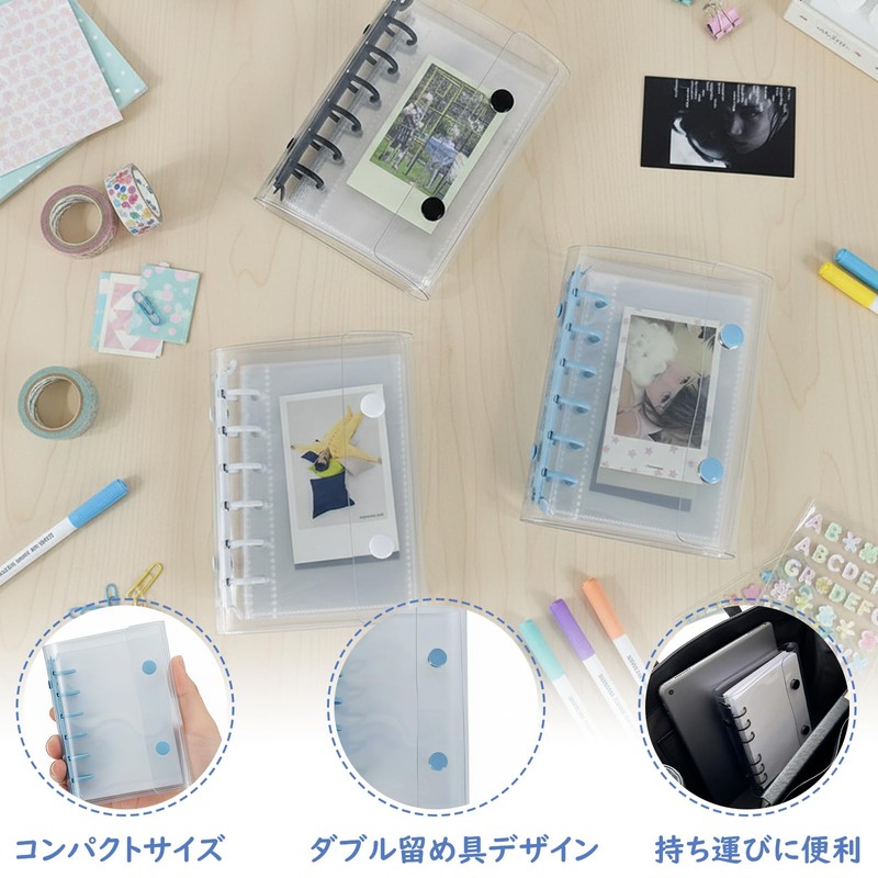 BLOOPIC Personal Organizer, Transparent, A7 Size, 6 Holes, Mini Clear