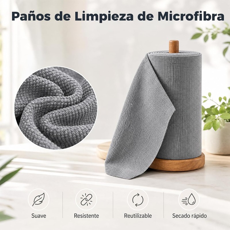 Rollos de Toallas de Microfibra YPZG Towel roll‑Grey‑MX 50 pzas