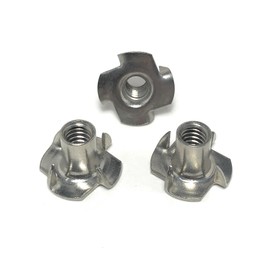 T-NUT Stainless Steel 1/4-20x7/16 4 Prong Tee Nuts (1/4-20 Thread 7/16 Barrel Length) 18-8 Stainless - (25) Pieces