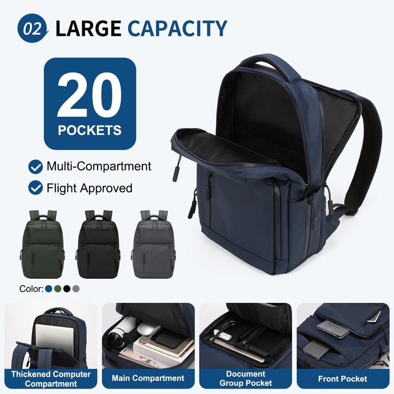 SUIKIHUM Waterproof Laptop Backpack for Men & Women, Flight Approved