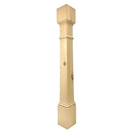 Highland Manor Wood Products Square Highlander Island Leg - 34 1/2" Tall x 4" Wide - Unfinished Wooden Leg for Kitchen Islands, Modern and Classic Home Decor or Desks (Pine) (1 Leg)